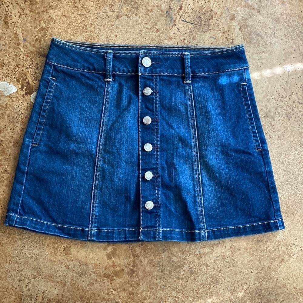 AMERICAN Eagle‎ Outfitters dark wash button front denim skater circle skirt